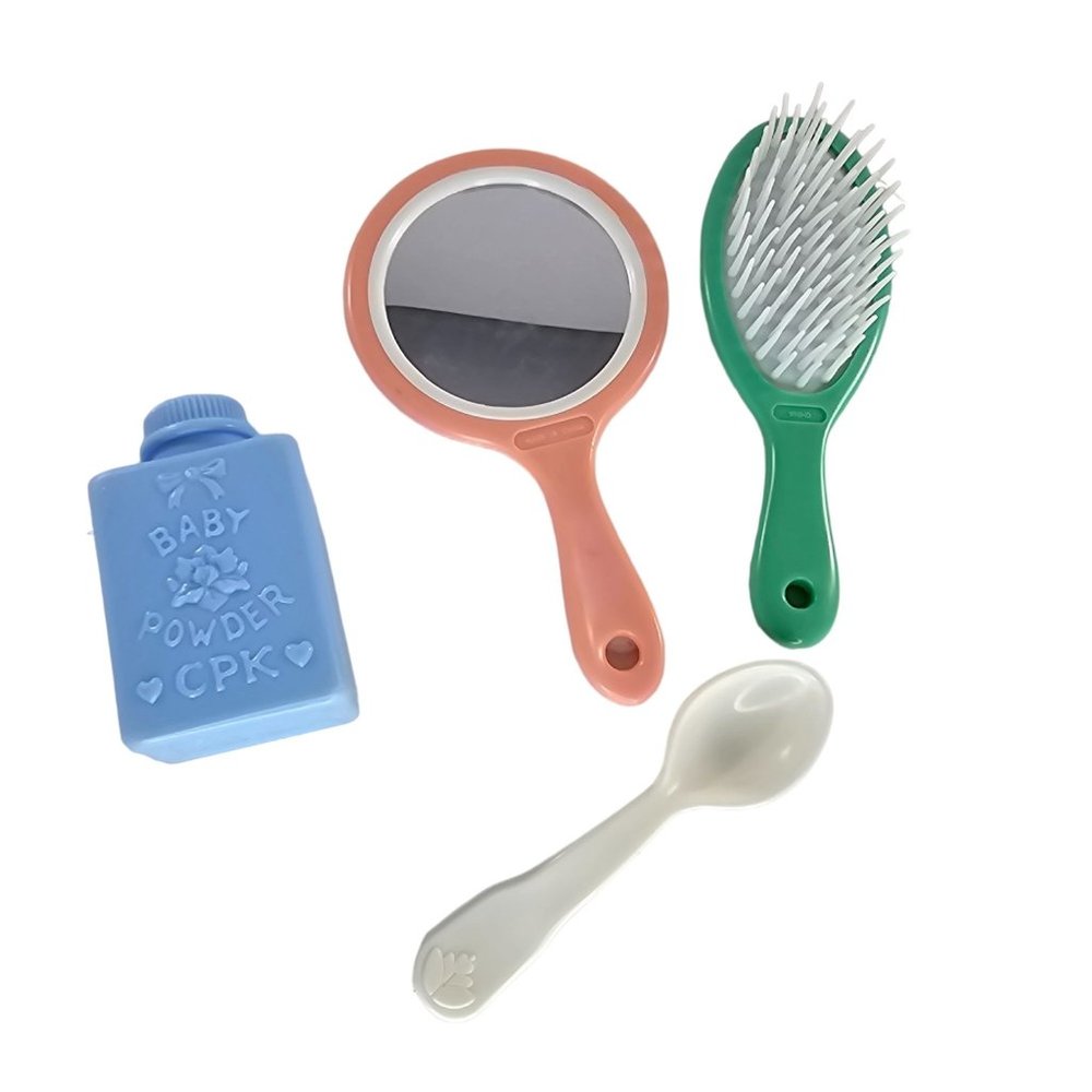 Vintage Baby Doll Accessory Lot Hairbrush Mirror Spoon Powder CPK Fisher Price